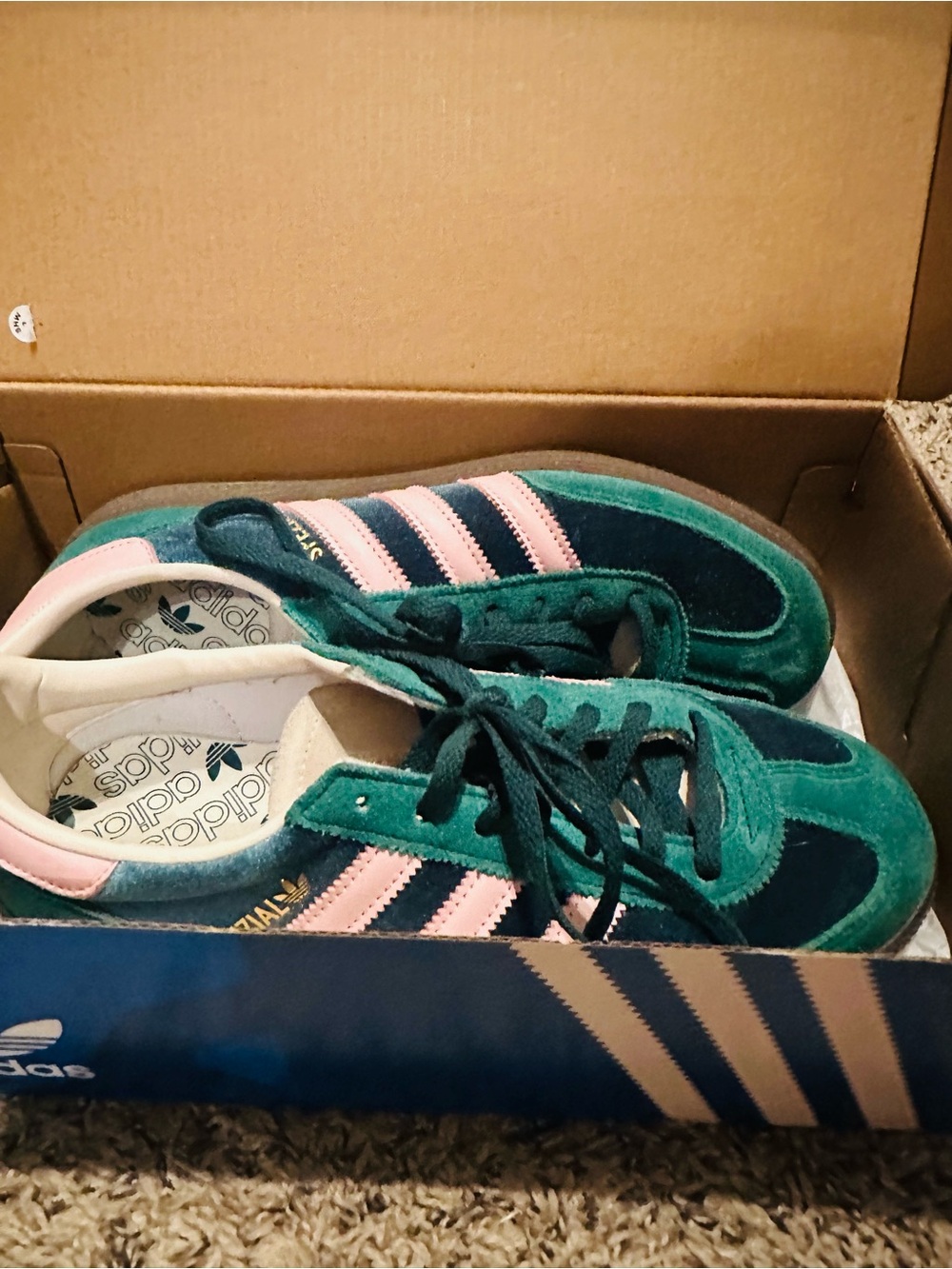 Unisex Adidas Spezial Teal and Pink Suede Sneakers